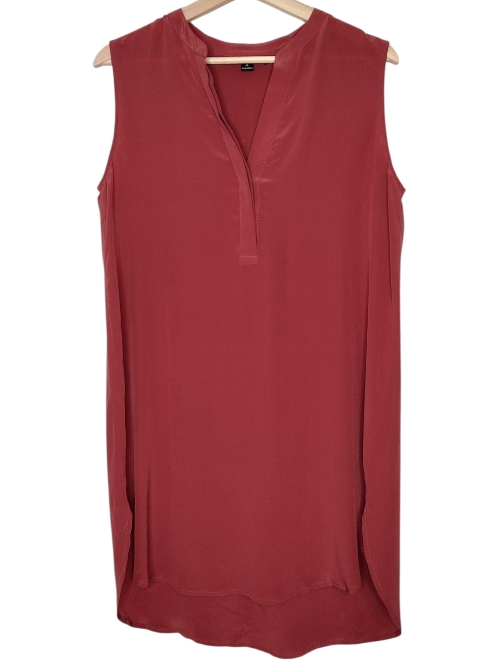 Acrobat Deep Brick Red Sleeveless Split-Neck Shift Tunic Dress Sz M